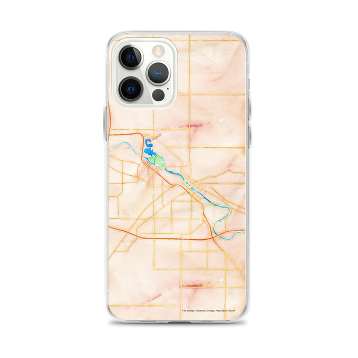 Custom Waterloo Iowa Map iPhone 12 Pro Max Phone Case in Watercolor