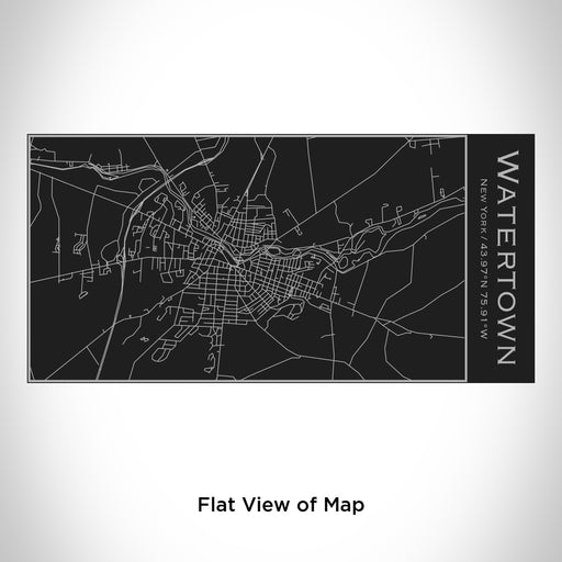 Rendered View of Watertown New York Map Engraving on 17oz Stainless Steel Insulated Cola Bottle in Black