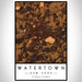 Watertown New York Map Print Portrait Orientation in Ember Style With Shaded Background