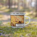 Right View Custom Watsonville California Map Enamel Mug in Ember on Grass With Trees in Background