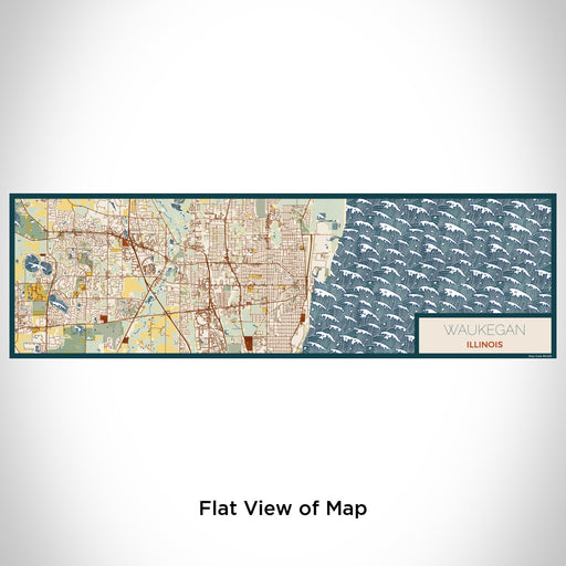 Flat View of Map Custom Waukegan Illinois Map Enamel Mug in Woodblock