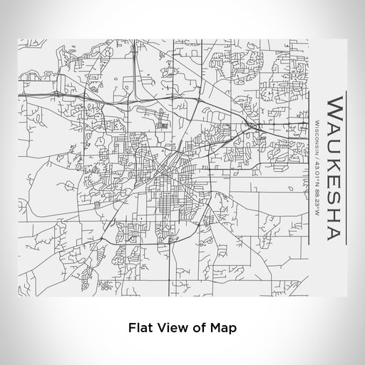 Rendered View of Waukesha Wisconsin Map Engraving on 20oz Stainless Steel Insulated Bottle with Bamboo Top in White