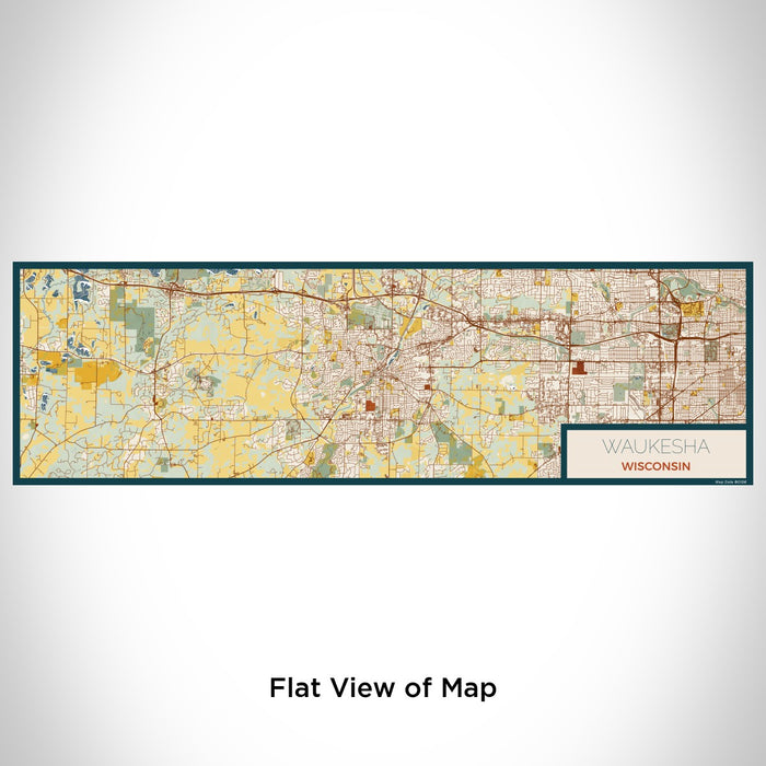 Flat View of Map Custom Waukesha Wisconsin Map Enamel Mug in Woodblock