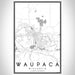 Waupaca Wisconsin Map Print Portrait Orientation in Classic Style With Shaded Background