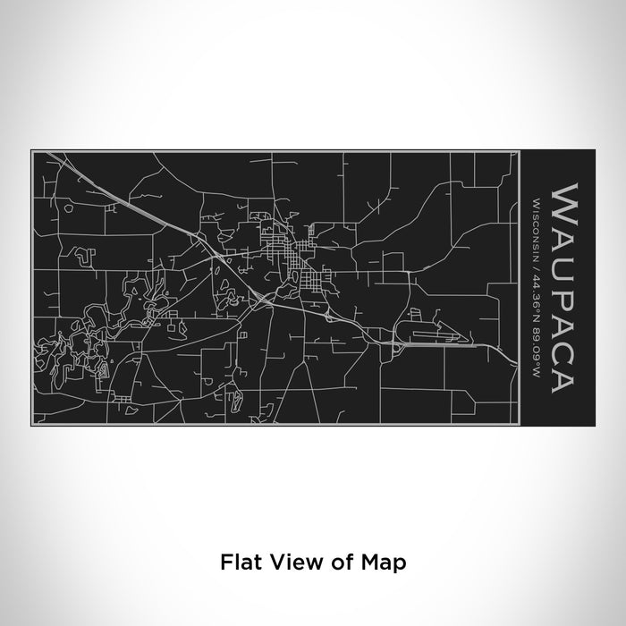 Rendered View of Waupaca Wisconsin Map Engraving on 17oz Stainless Steel Insulated Cola Bottle in Black