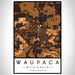 Waupaca Wisconsin Map Print Portrait Orientation in Ember Style With Shaded Background