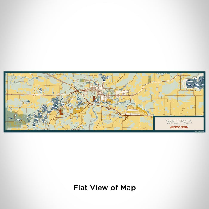 Flat View of Map Custom Waupaca Wisconsin Map Enamel Mug in Woodblock