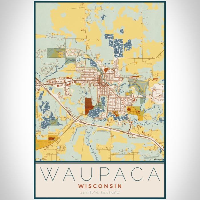Waupaca - Wisconsin Map Print in Woodblock — JACE Maps