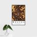 16x24 Wausau Wisconsin Map Print Portrait Orientation in Ember Style With Tropical Plant Leaves in Water