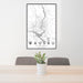 24x36 Wausau Wisconsin Map Print Portrait Orientation in Classic Style Behind 2 Chairs Table and Potted Plant
