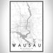 Wausau Wisconsin Map Print Portrait Orientation in Classic Style With Shaded Background