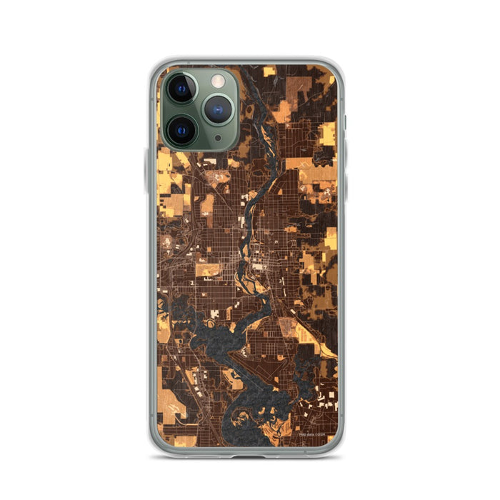 Custom iPhone 11 Pro Wausau Wisconsin Map Phone Case in Ember