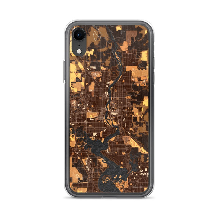 Custom iPhone XR Wausau Wisconsin Map Phone Case in Ember