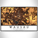 Wausau Wisconsin Map Print Landscape Orientation in Ember Style With Shaded Background