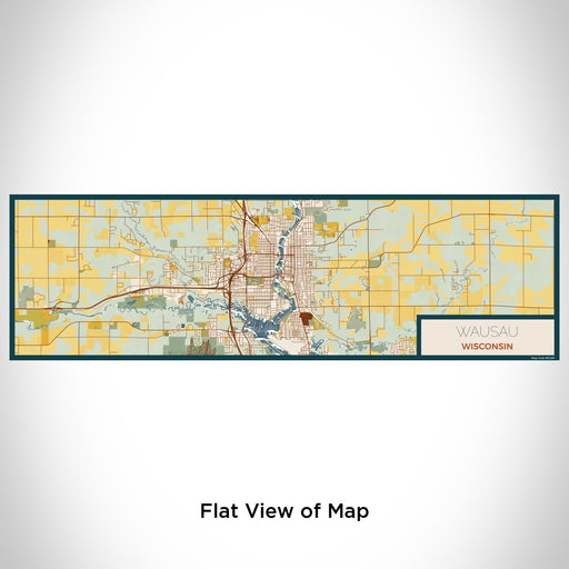 Flat View of Map Custom Wausau Wisconsin Map Enamel Mug in Woodblock