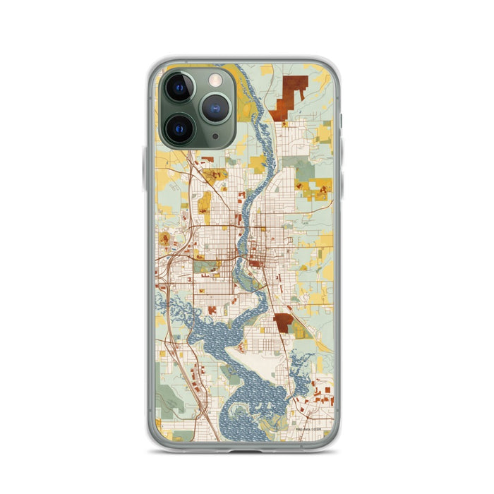 Custom iPhone 11 Pro Wausau Wisconsin Map Phone Case in Woodblock