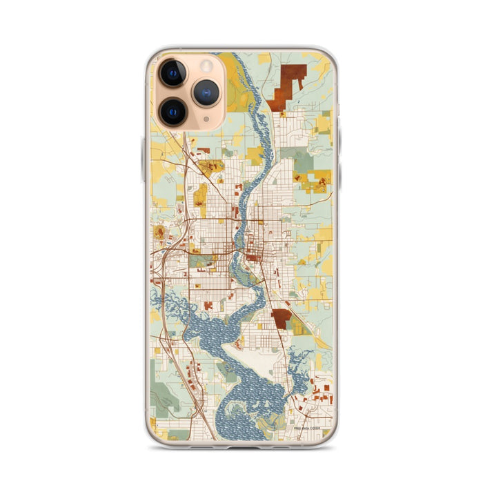 Custom iPhone 11 Pro Max Wausau Wisconsin Map Phone Case in Woodblock