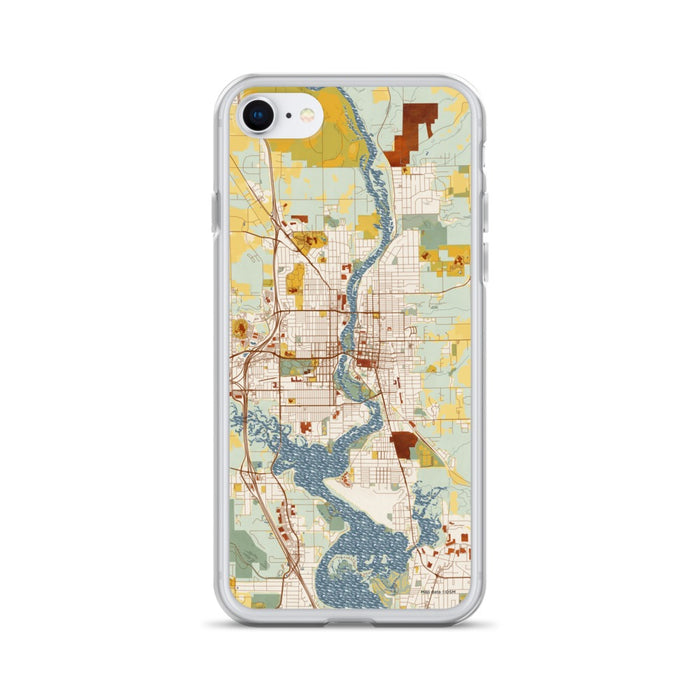 Custom iPhone SE Wausau Wisconsin Map Phone Case in Woodblock