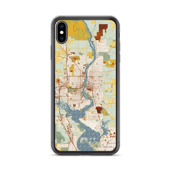 Custom iPhone XS Max Wausau Wisconsin Map Phone Case in Woodblock