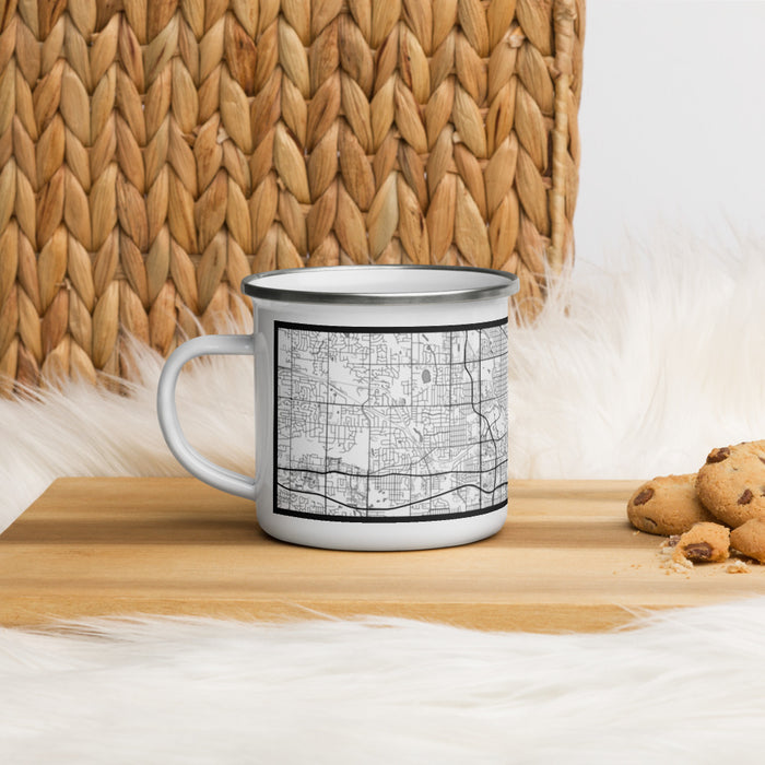 Left View Custom Wauwatosa Wisconsin Map Enamel Mug in Classic on Table Top