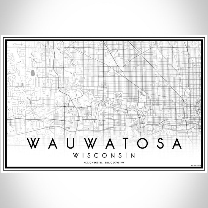 Wauwatosa Wisconsin Map Print Landscape Orientation in Classic Style With Shaded Background