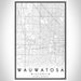 Wauwatosa Wisconsin Map Print Portrait Orientation in Classic Style With Shaded Background