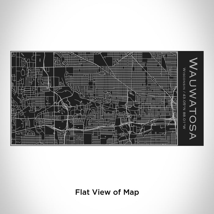 Rendered View of Wauwatosa Wisconsin Map Engraving on 17oz Stainless Steel Insulated Cola Bottle in Black