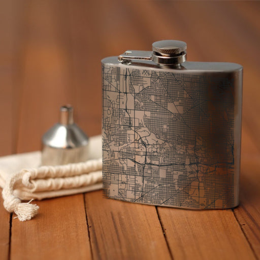 Wauwatosa Wisconsin Custom Engraved City Map Inscription Coordinates on 6oz Stainless Steel Flask