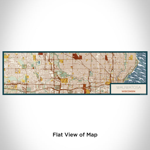 Flat View of Map Custom Wauwatosa Wisconsin Map Enamel Mug in Woodblock