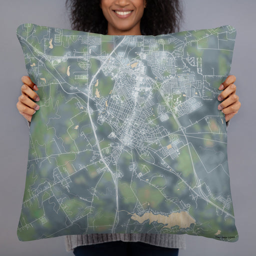 Person holding 22x22 Custom Waxahachie Texas Map Throw Pillow in Afternoon