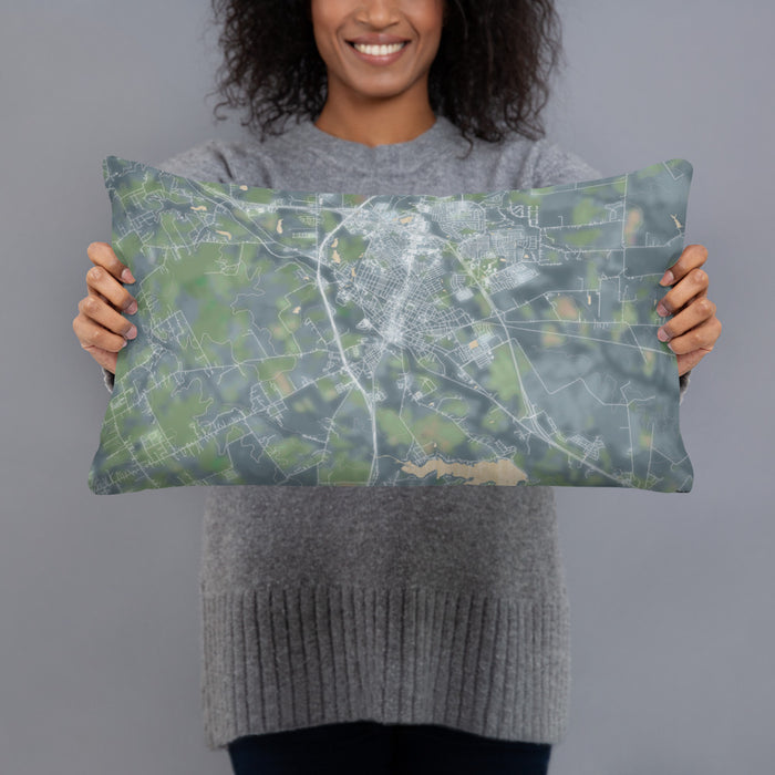 Person holding 20x12 Custom Waxahachie Texas Map Throw Pillow in Afternoon