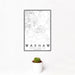 12x18 Waxhaw North Carolina Map Print Portrait Orientation in Classic Style With Small Cactus Plant in White Planter