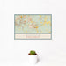 12x18 Waxhaw North Carolina Map Print Landscape Orientation in Woodblock Style With Small Cactus Plant in White Planter