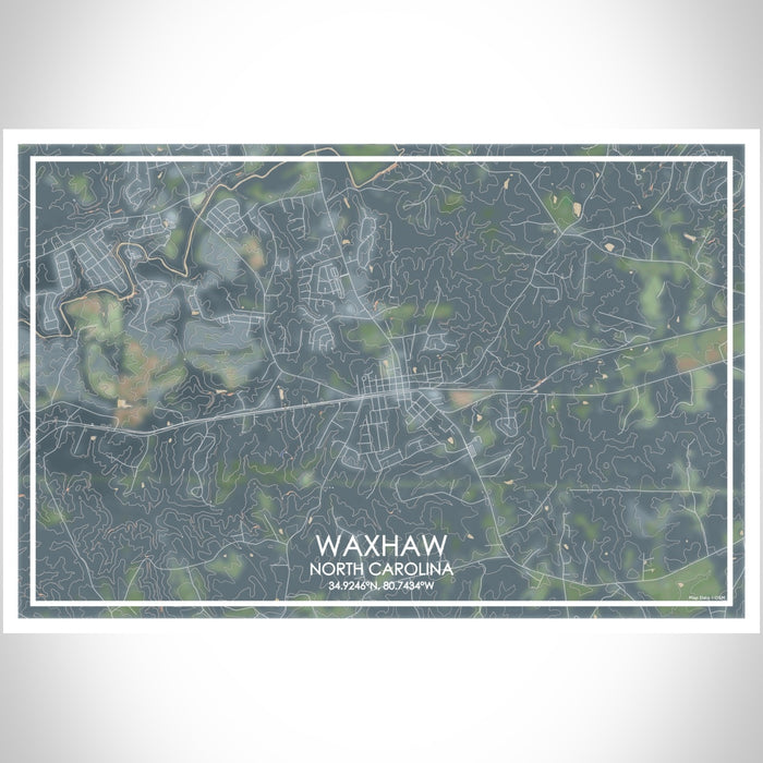 Waxhaw North Carolina Map Print Landscape Orientation in Afternoon Style With Shaded Background