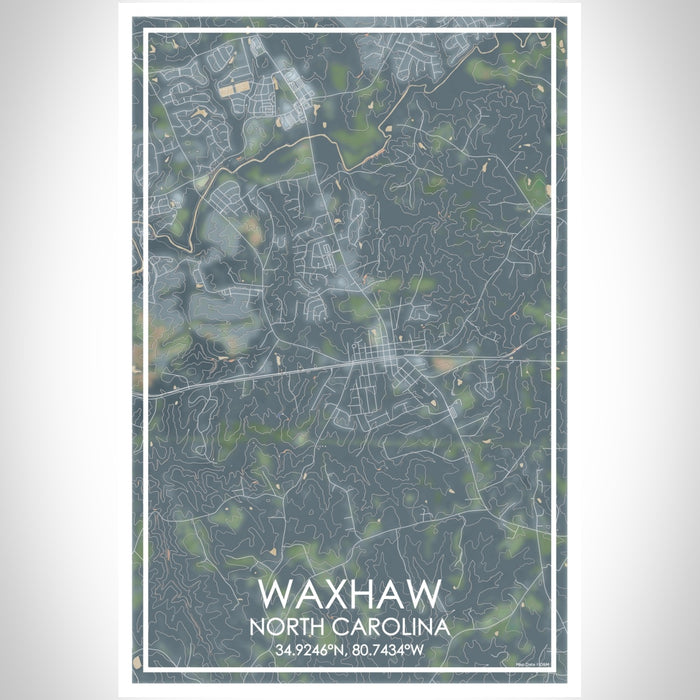 Waxhaw North Carolina Map Print Portrait Orientation in Afternoon Style With Shaded Background