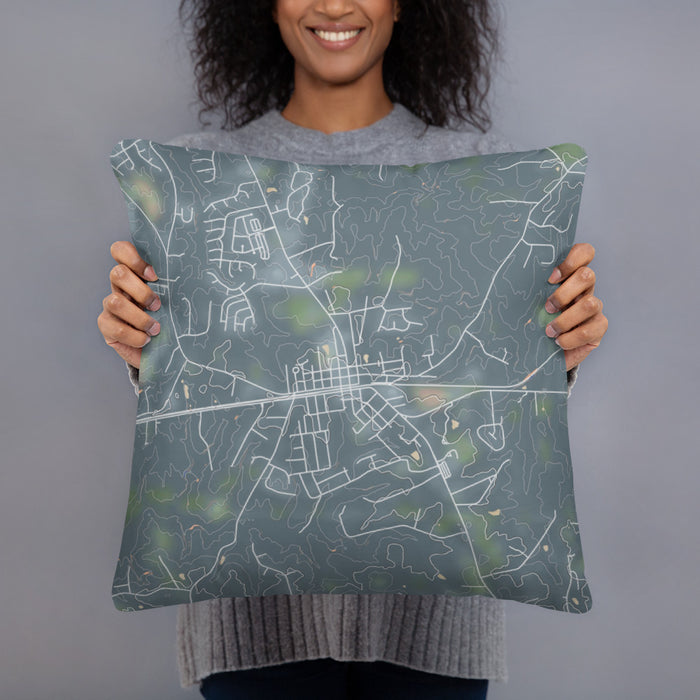 Person holding 18x18 Custom Waxhaw North Carolina Map Throw Pillow in Afternoon