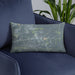 Custom Waxhaw North Carolina Map Throw Pillow in Afternoon on Blue Colored Chair
