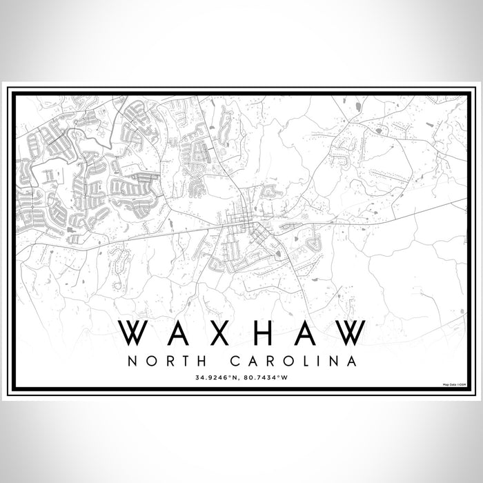Waxhaw North Carolina Map Print Landscape Orientation in Classic Style With Shaded Background
