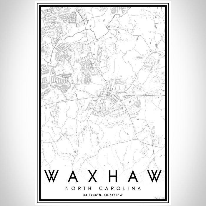 Waxhaw North Carolina Map Print Portrait Orientation in Classic Style With Shaded Background