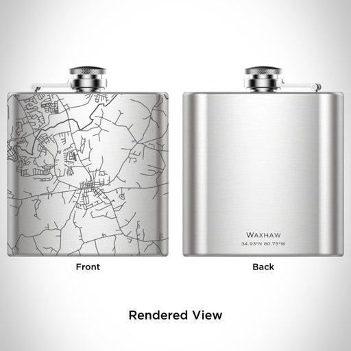Rendered View of Waxhaw North Carolina Map Engraving on 6oz Stainless Steel Flask
