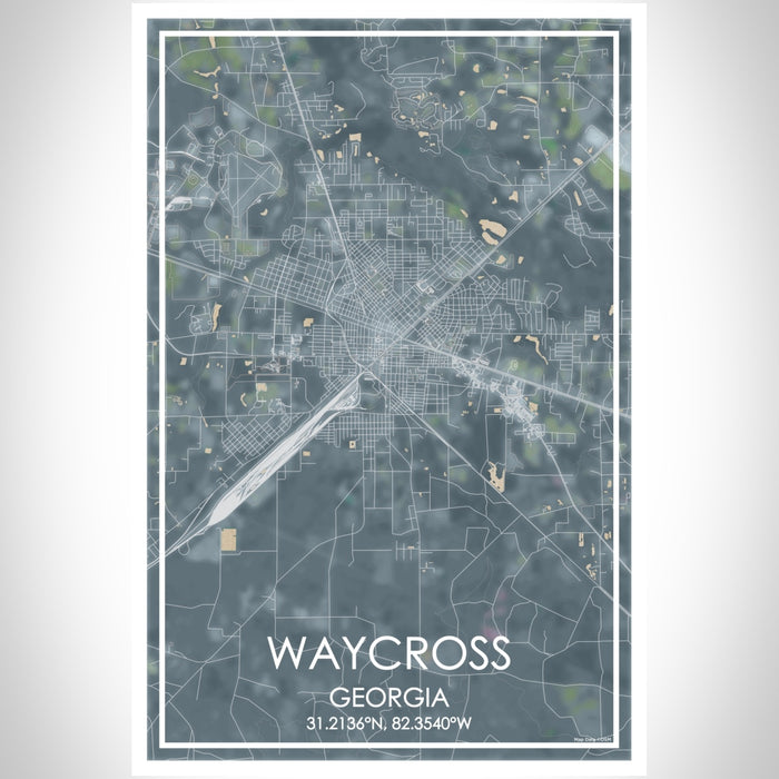 Waycross Georgia Map Print Portrait Orientation in Afternoon Style With Shaded Background