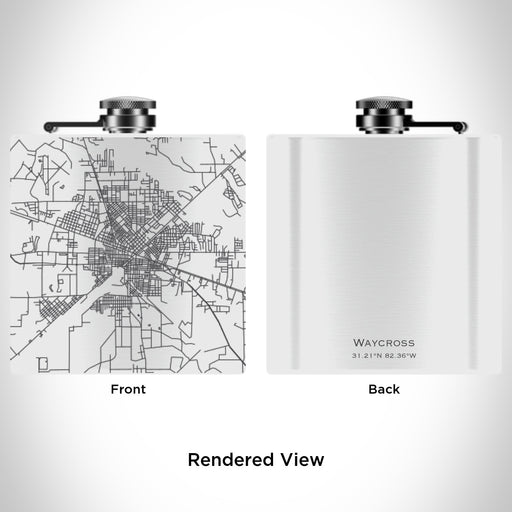 Rendered View of Waycross Georgia Map Engraving on 6oz Stainless Steel Flask in White