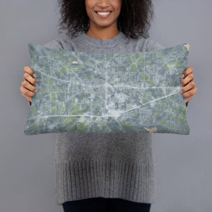 Person holding 20x12 Custom Weatherford Texas Map Throw Pillow in Afternoon