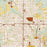 Weatherford Texas Map Print in Woodblock Style Zoomed In Close Up Showing Details