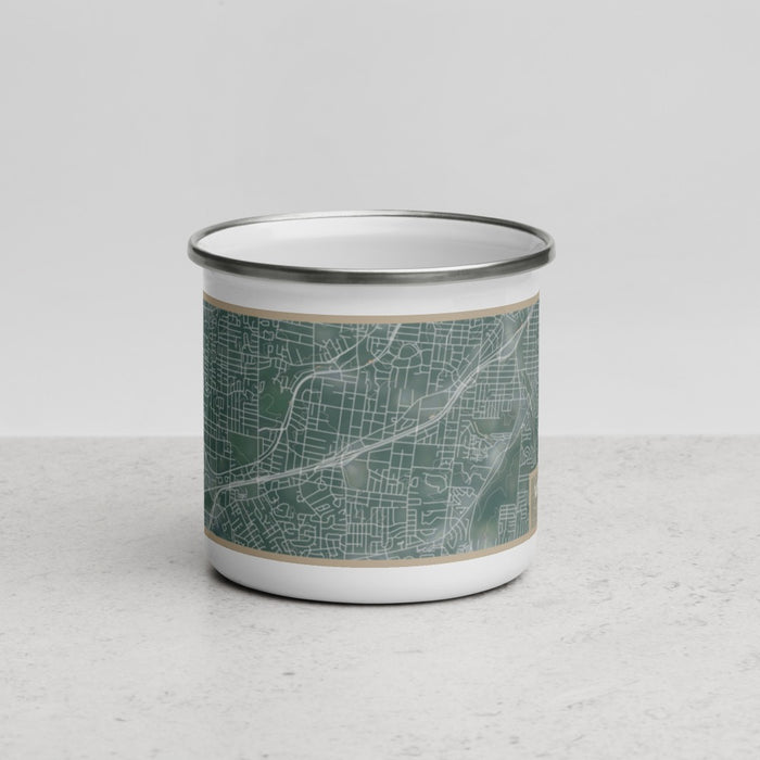 Front View Custom Webster Groves St. Louis Map Enamel Mug in Afternoon