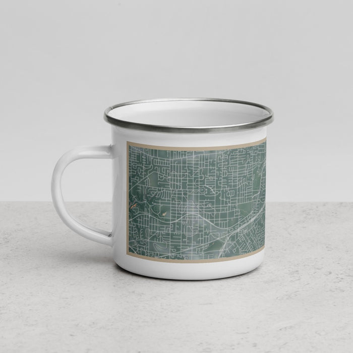 Left View Custom Webster Groves St. Louis Map Enamel Mug in Afternoon