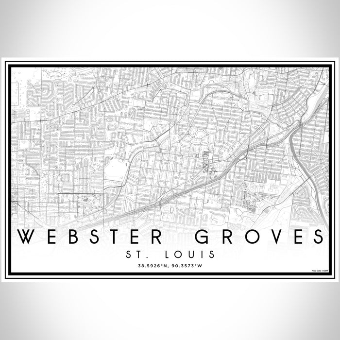 Webster Groves St. Louis Map Print Landscape Orientation in Classic Style With Shaded Background