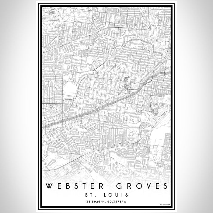 Webster Groves St. Louis Map Print Portrait Orientation in Classic Style With Shaded Background