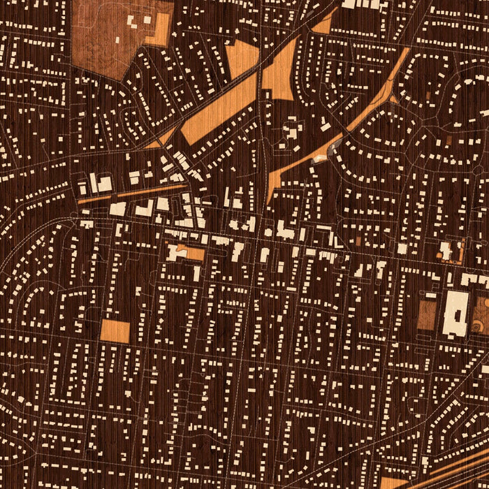 Webster Groves St. Louis Map Print in Ember Style Zoomed In Close Up Showing Details