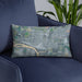 Custom Weiser Idaho Map Throw Pillow in Afternoon on Blue Colored Chair